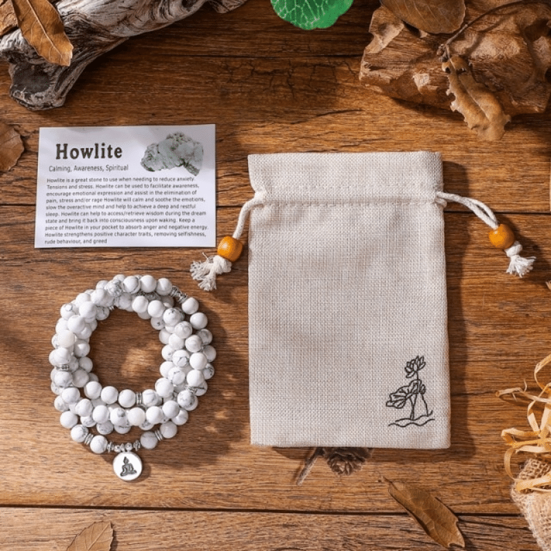 Bracelet Mala en Pierre Howlite | Lithothérapie Stéphanie