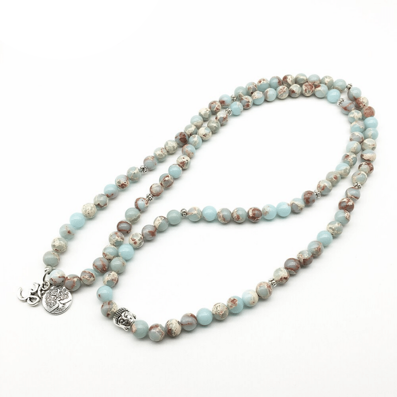 Collier Mala en Jaspe Aqua Terra | Lithothérapie Stéphanie