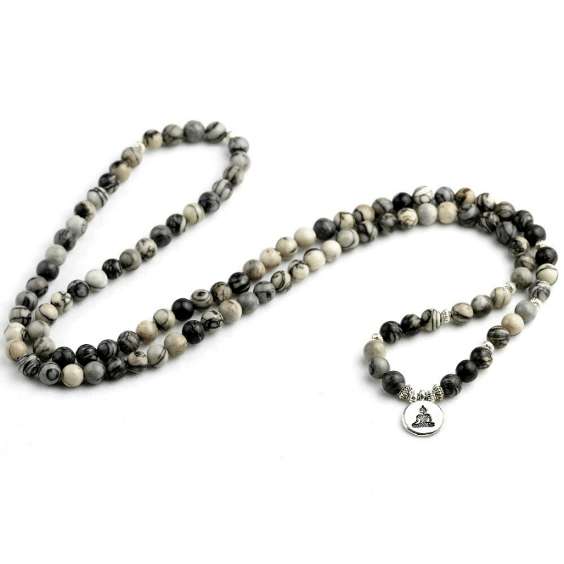 Bracelet Mala 108 Perles en Jaspe Araignée | Lithothérapie Stéphanie