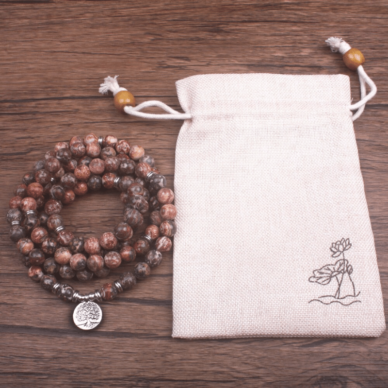 Bracelet Mala 108 Perles en Jaspe Léopard | Lithothérapie Stéphanie