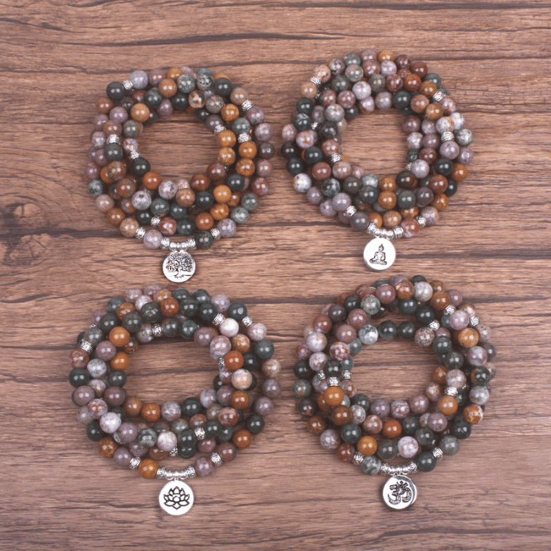 Bracelet Mala 108 Perles en Jaspe Océan | Lithothérapie Stéphanie