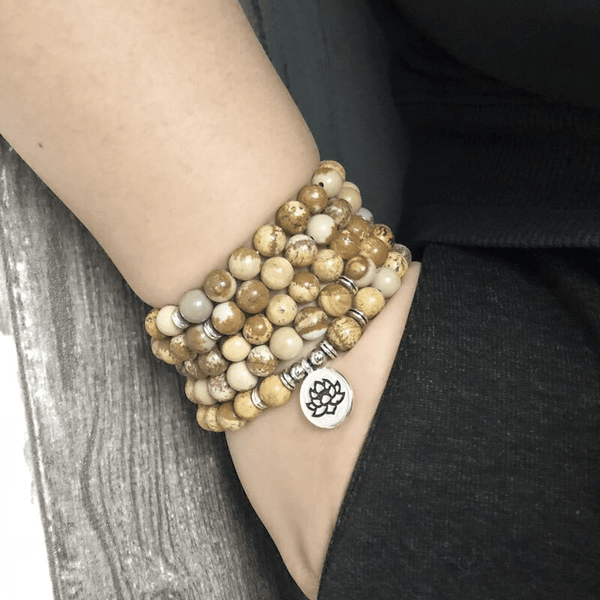 Bracelet Mala 108 Perles en Jaspe Paysage | Lithothérapie Stéphanie