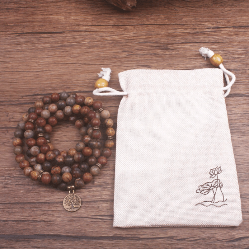 Mala 108 Perles en Jaspe Picasso | Lithothérapie Stéphanie