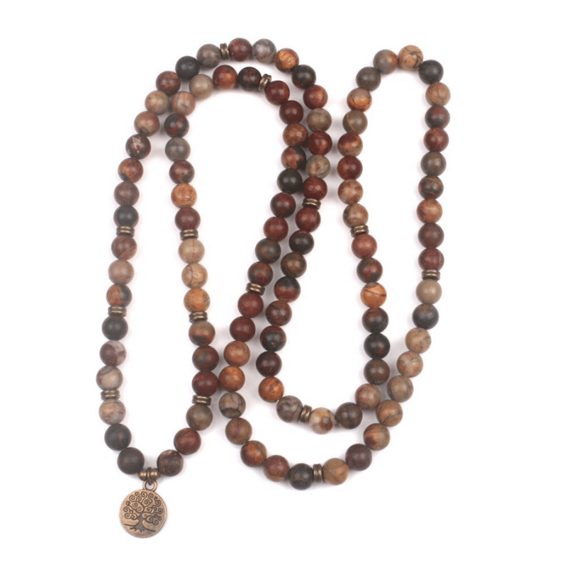 Collier Mala en Jaspe Picasso | Lithothérapie Stéphanie