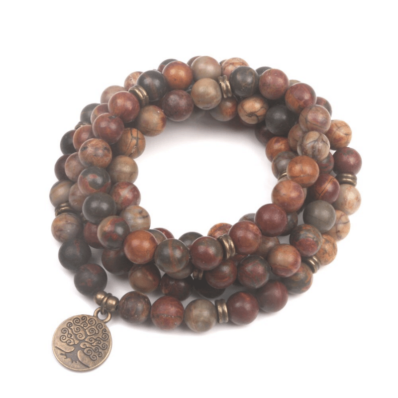 Bracelet Mala Arbre de Vie en Jaspe Picasso | Lithothérapie Stéphanie