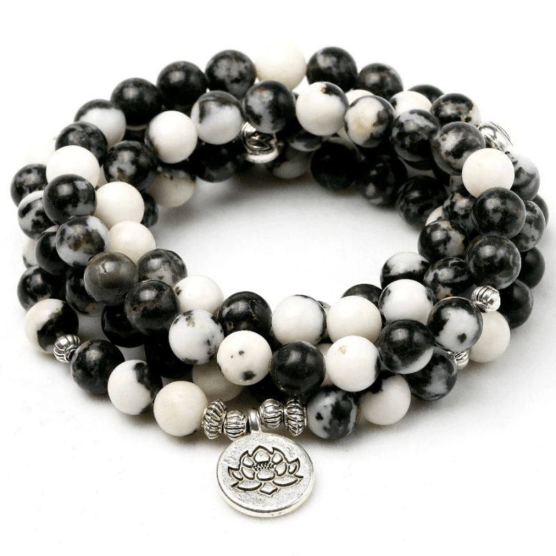 Bracelet Mala Tibétain en Jaspe Zèbre | Lithothérapie Stéphanie