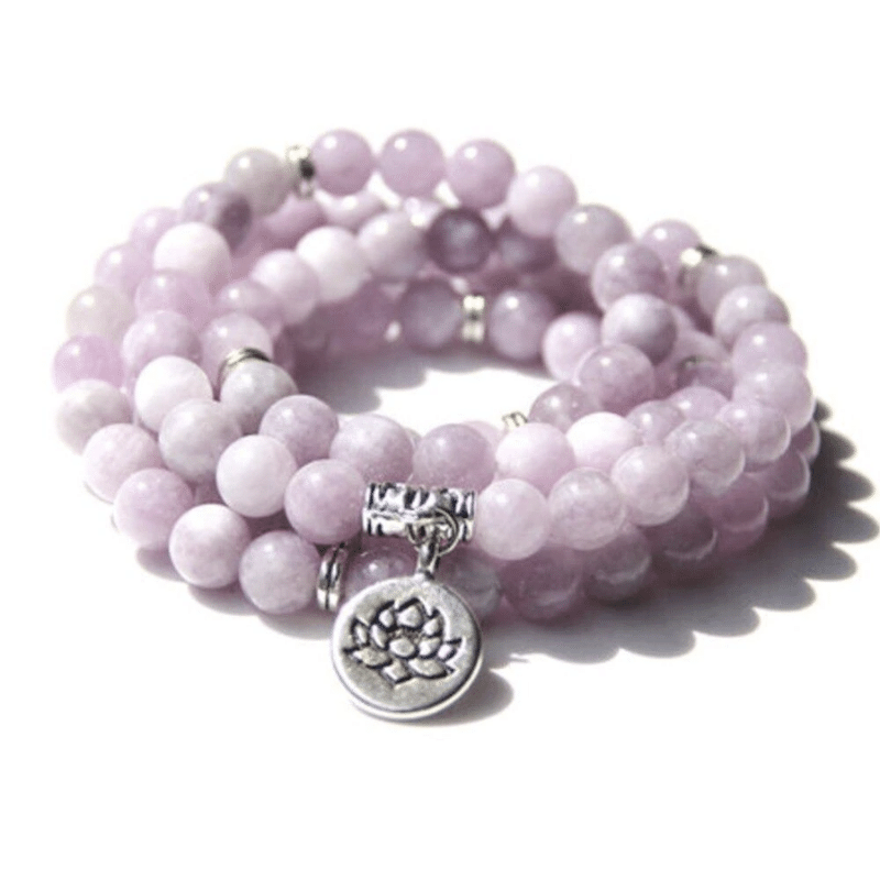 Bracelet Mala Tibétain en Kunzite | Lithothérapie Stéphanie