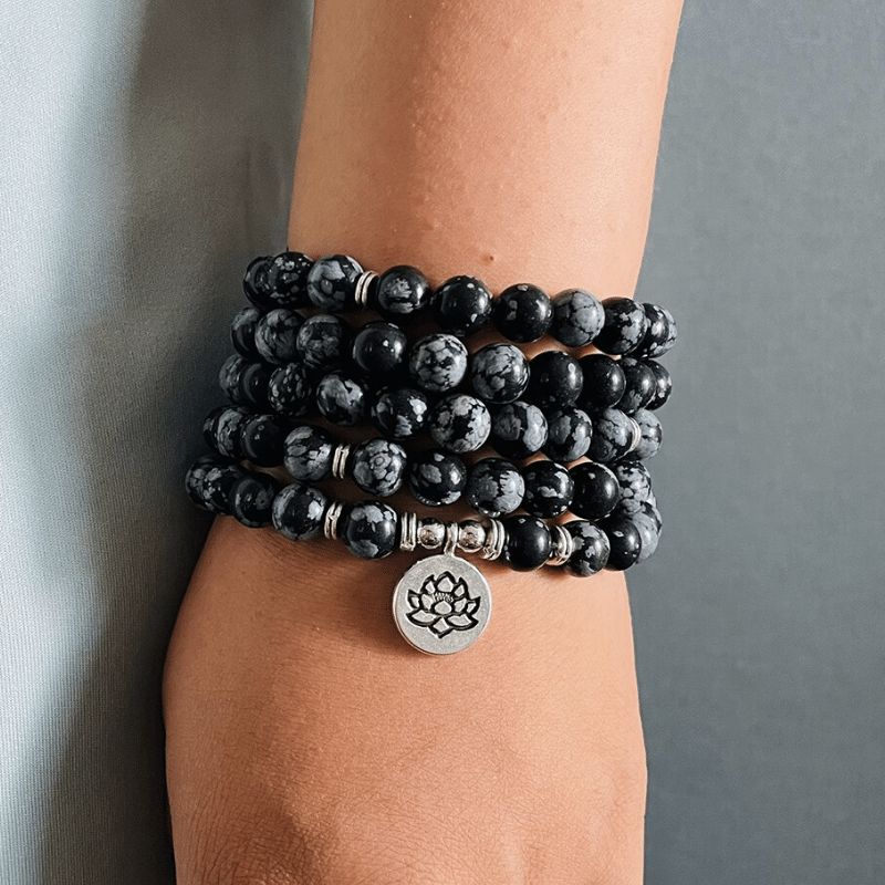 Bracelet Mala en Obsidienne Mouchetée | Lithothérapie Stéphanie