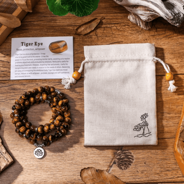 Bracelet Mala Oeil de Tigre | Lithothérapie Stéphanie