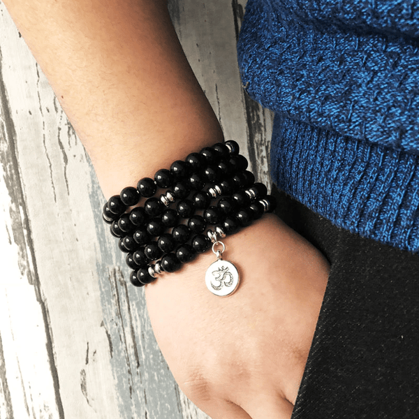 Bracelet Mala Tibétain en Onyx | Lithothérapie Stéphanie