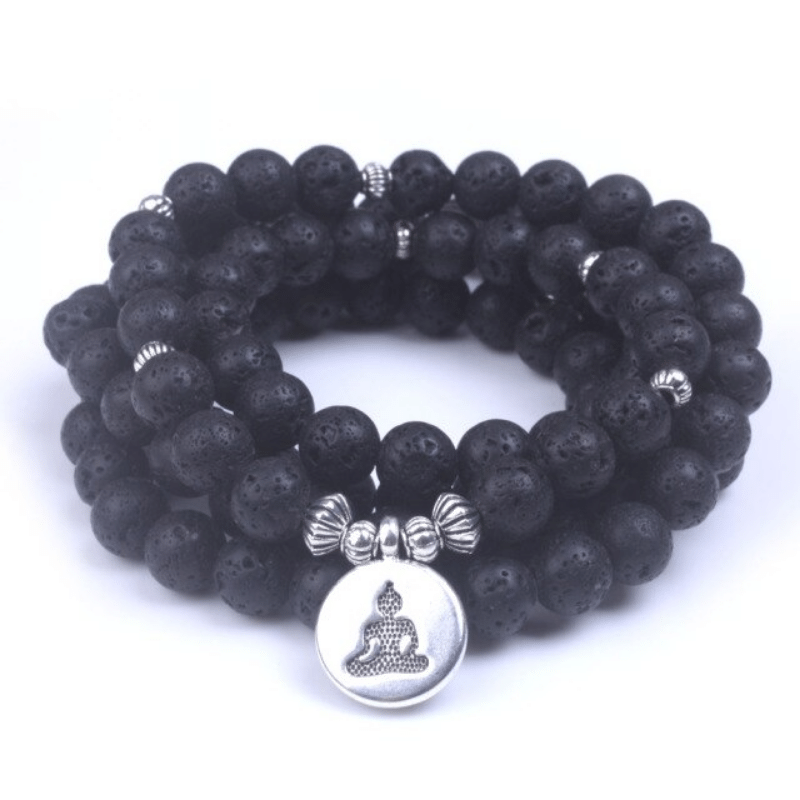 Bracelet Mala Bouddhiste en Pierre de Lave | Lithothérapie Stéphanie