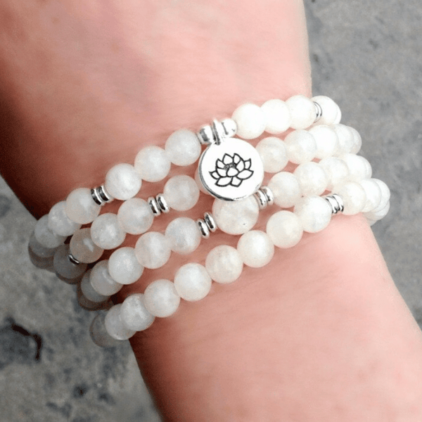 Bracelet Mala 108 Perles en Pierre de Lune | Lithothérapie Stéphanie