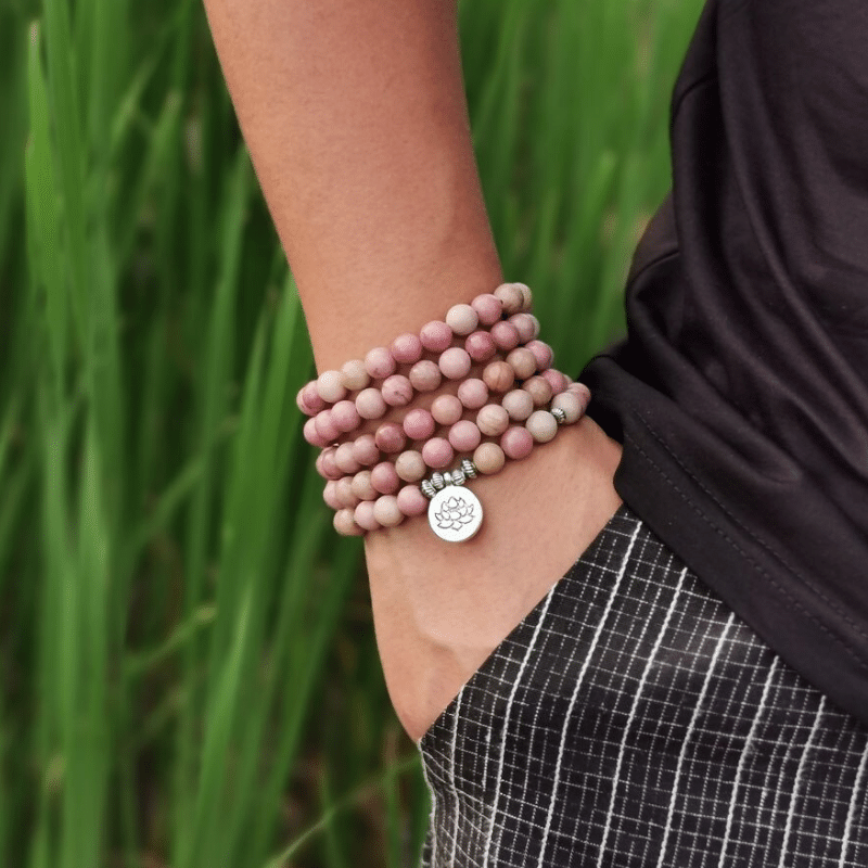 Mala en Rhodonite | Lithothérapie Stéphanie