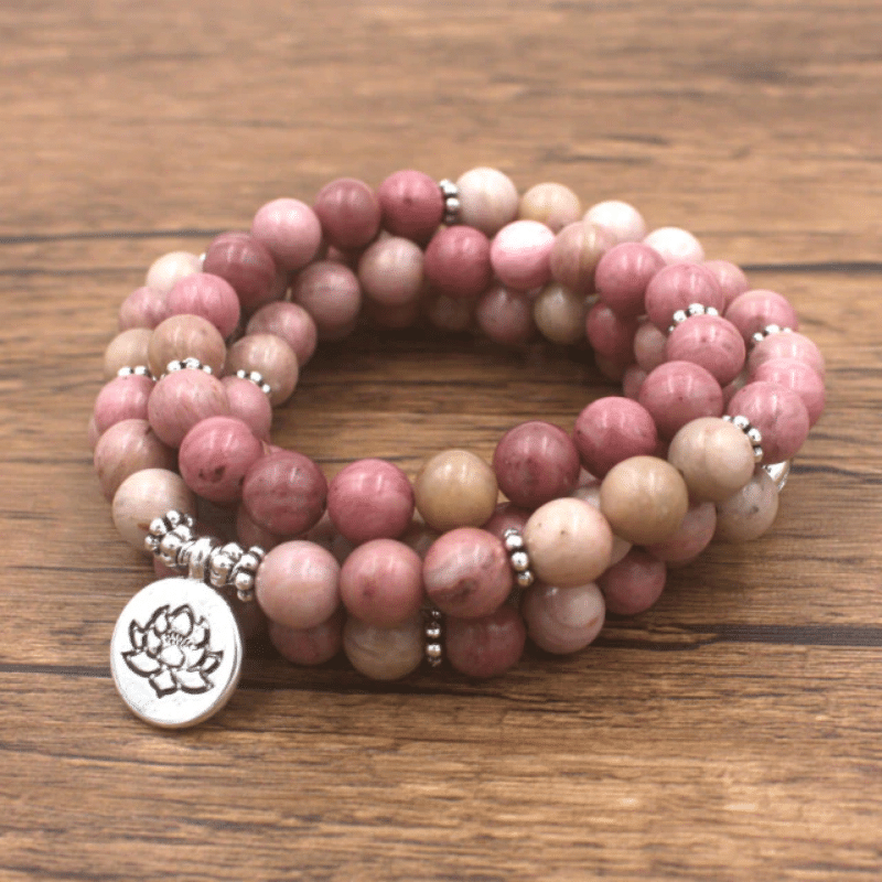 Bracelet Mala en Pierre Rhodonite | Lithothérapie Stéphanie