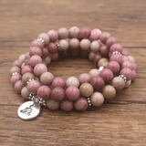Bracelet Mala Bouddhiste en Rhodonite | Lithothérapie Stéphanie