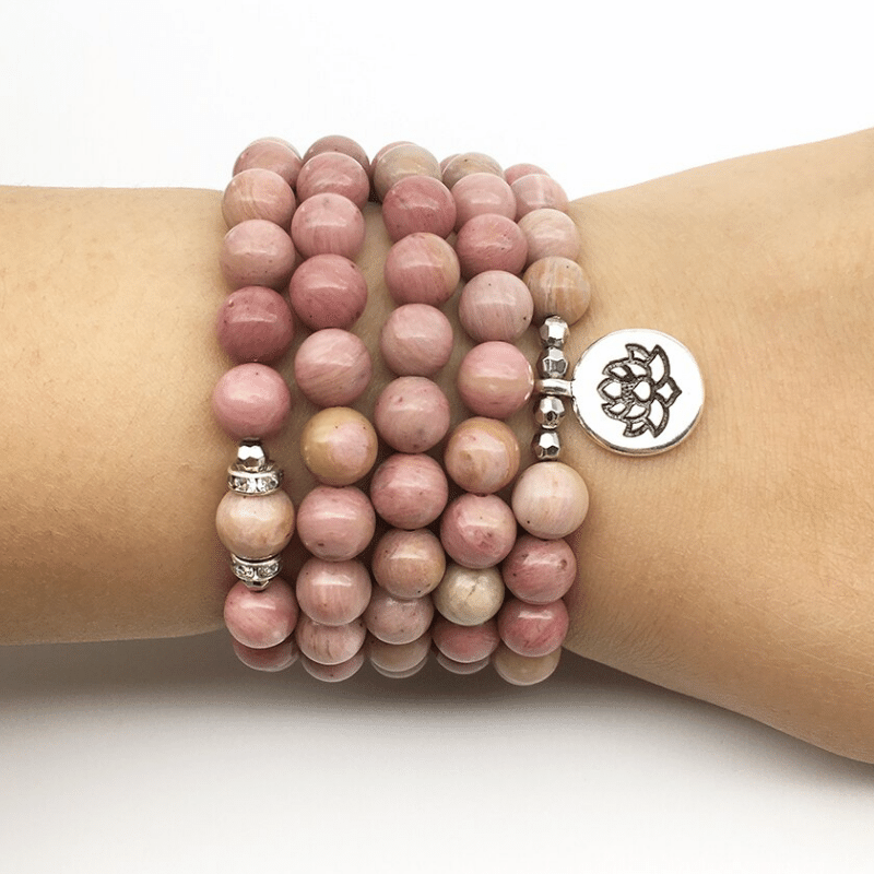 Mala en 108 Perles Rhodonite | Lithothérapie Stéphanie