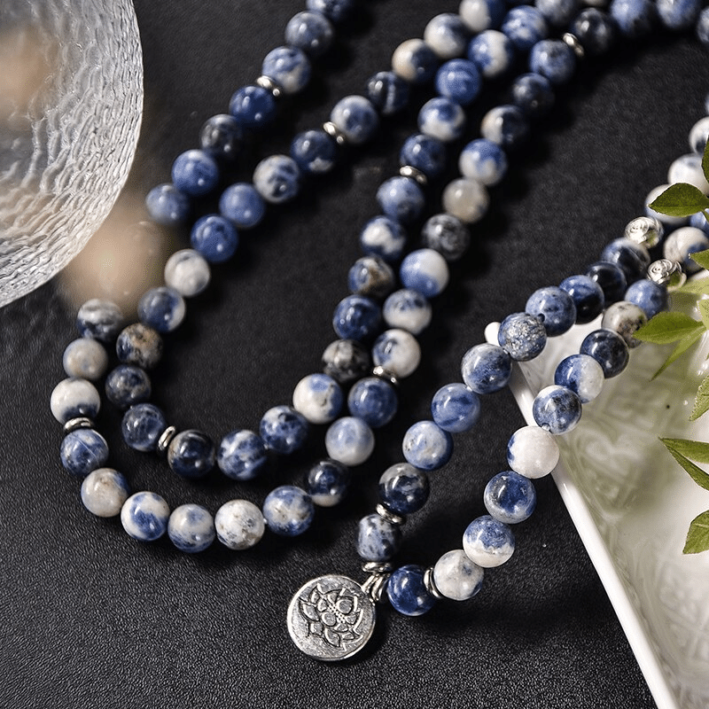 Bracelet Mala Tibétain en Sodalite | Lithothérapie Stéphanie