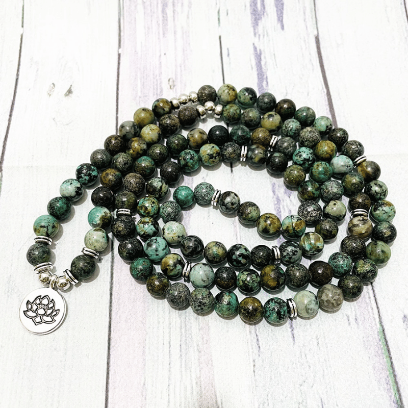 Bracelet Mala 108 Perles en Turquoise Africaine | Lithothérapie Stéphanie