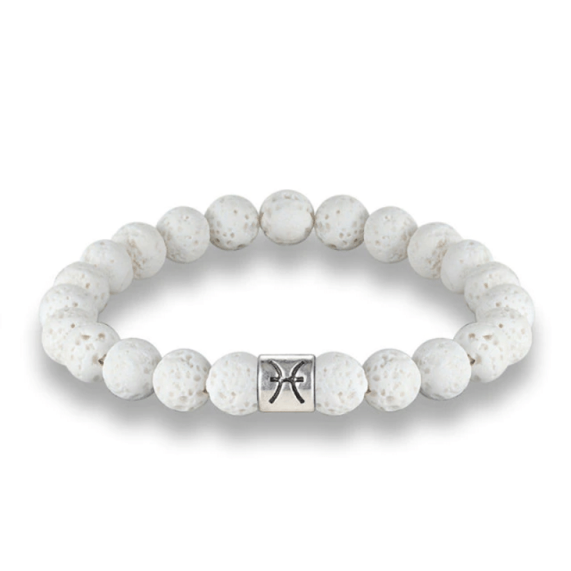 Bracelet Homme en Pierre de Lave Blanche | Lithothérapie Stéphanie