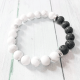 Bracelet en Pierre de Lave et Howlite Blanche | Lithothérapie Stéphanie