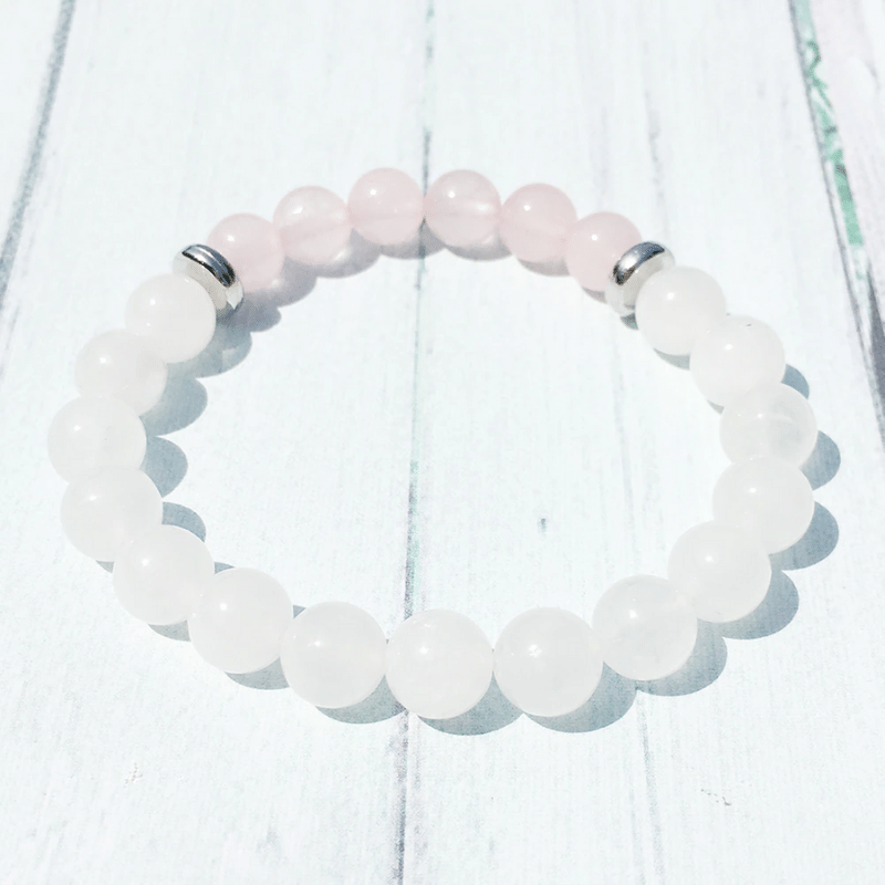 Bracelet Quartz Rose et Pierre de Lune | Lithothérapie Stéphanie
