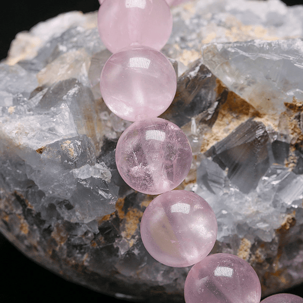 Bracelet Perles Quartz Rose Clair | Lithothérapie Stéphanie
