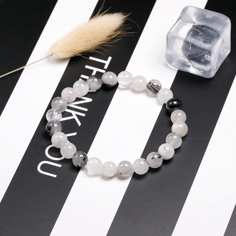 Bracelet Quartz à Inclusions de Tourmaline | Lithothérapie Stéphanie