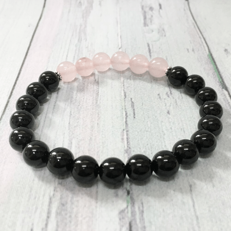 Bracelet Quartz Rose et Tourmaline Noire | Lithothérapie Stéphanie