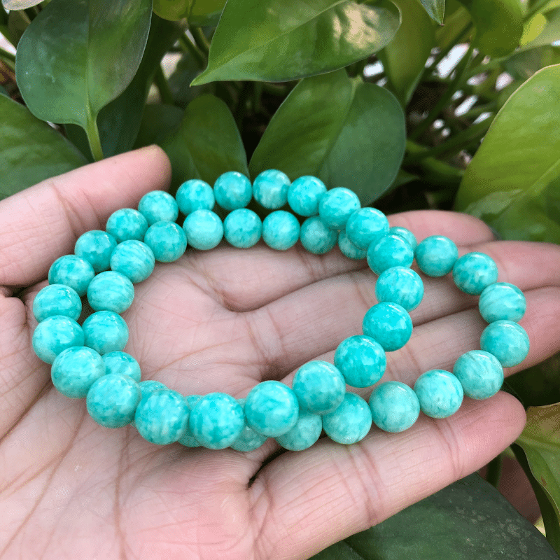 Bracelet Perles Amazonite Bleue | Lithothérapie Stéphanie
