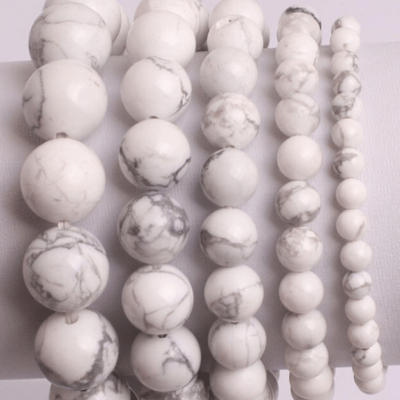 Bracelet en Howlite Blanche et Grise | Lithothérapie Stéphanie