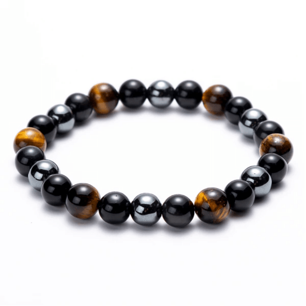 Bracelet Oeil de Tigre, Obsidienne et Hématite | Lithothérapie Stéphanie