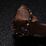 Bracelet de Protection en Oeil de Tigre, Obsidienne et Hématite | Lithothérapie Stéphanie