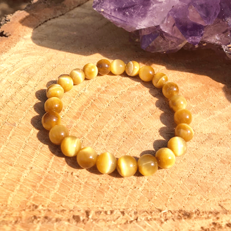 Bracelet en Oeil de Tigre Doré | Lithothérapie Stéphanie