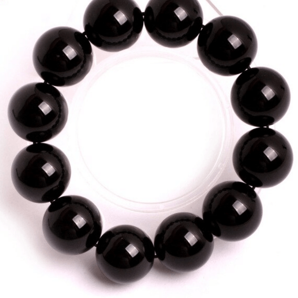 Bracelet en Onyx Noir 18MM | Lithothérapie Stéphanie