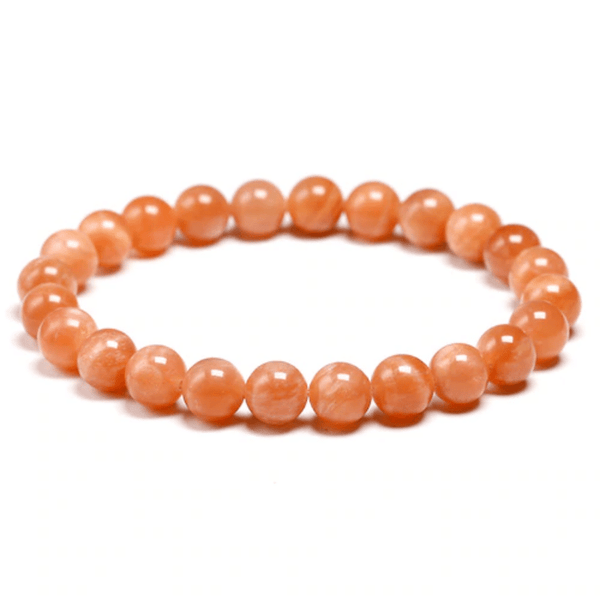 Bracelet en Pierre de Soleil Orange | Perles 8MM | Lithothérapie Stéphanie