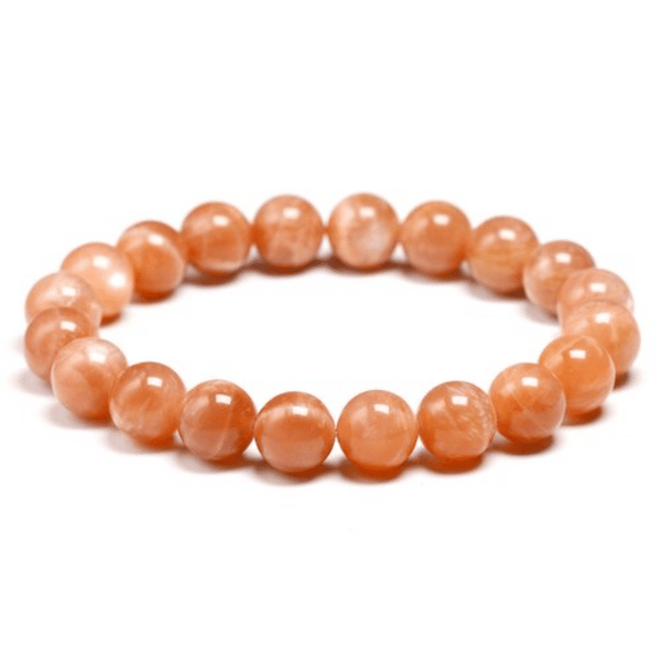 Bracelet en Pierre de Soleil Orange | Perles 10MM | Lithothérapie Stéphanie