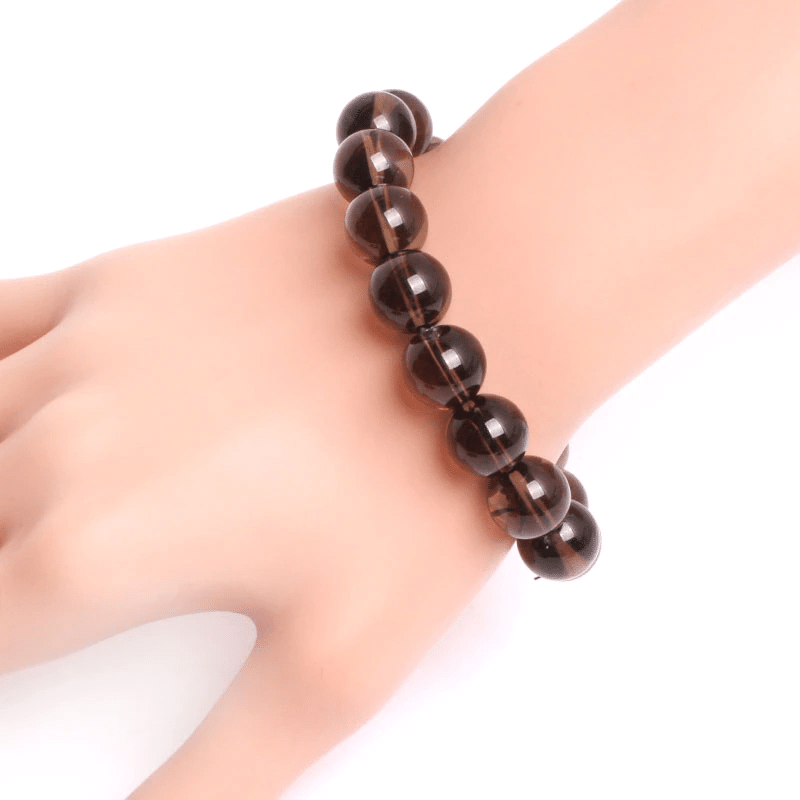 Bracelet en Quartz Fumé 12MM | Lithothérapie Stéphanie