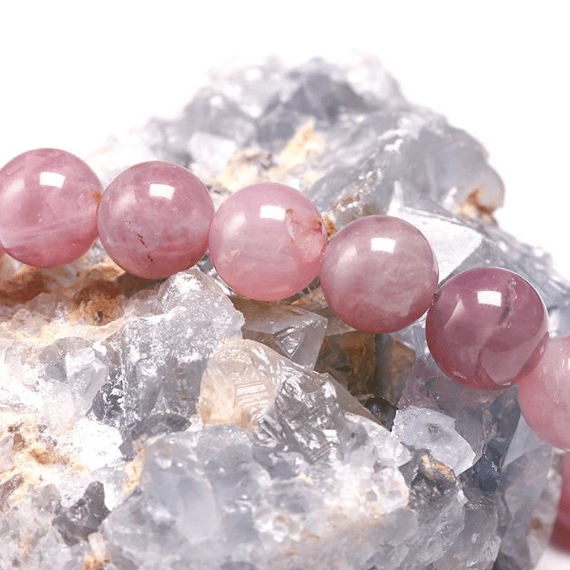 Bracelet Perles Quartz Rose Foncé | Lithothérapie Stéphanie