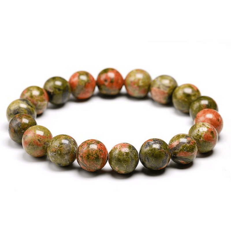 Bracelet en Unakite | Perles 10MM | Lithothérapie Stéphanie