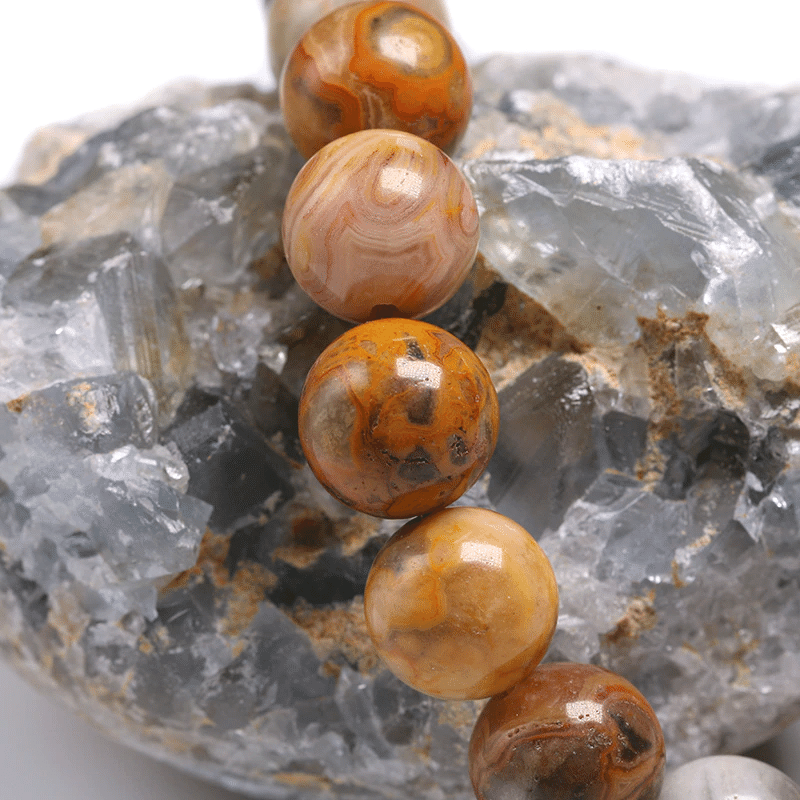 Bracelet Perles Agate Crazy Lace | Lithothérapie Stéphanie