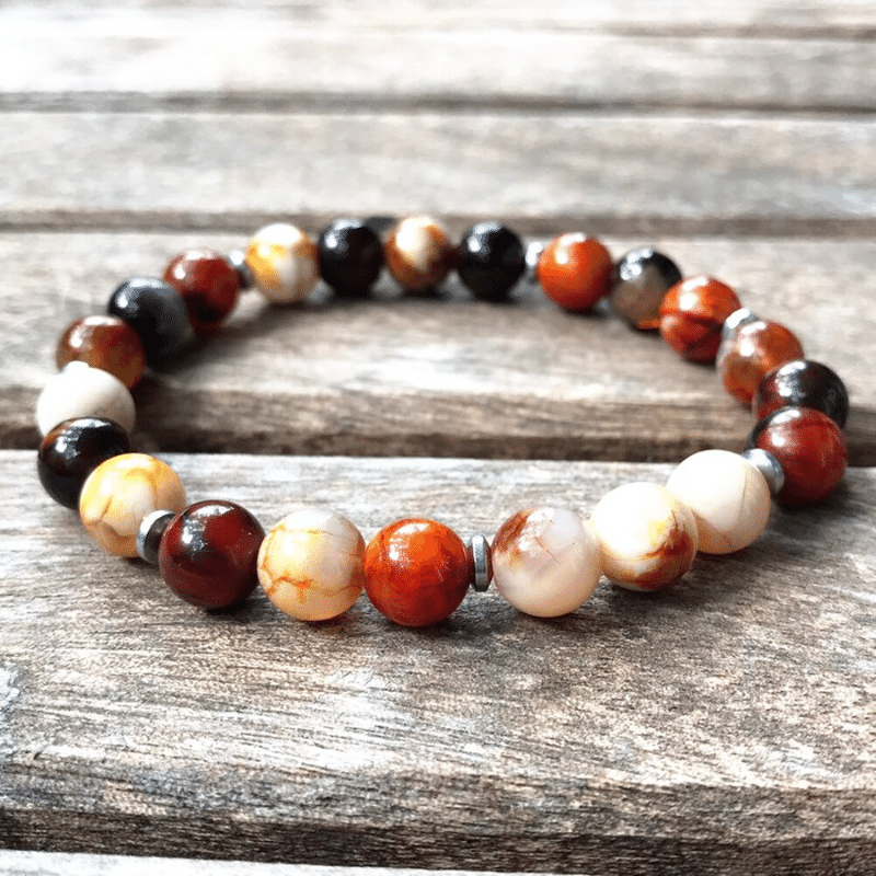 Bracelet Pierre Agate de Feu | Lithothérapie Stéphanie