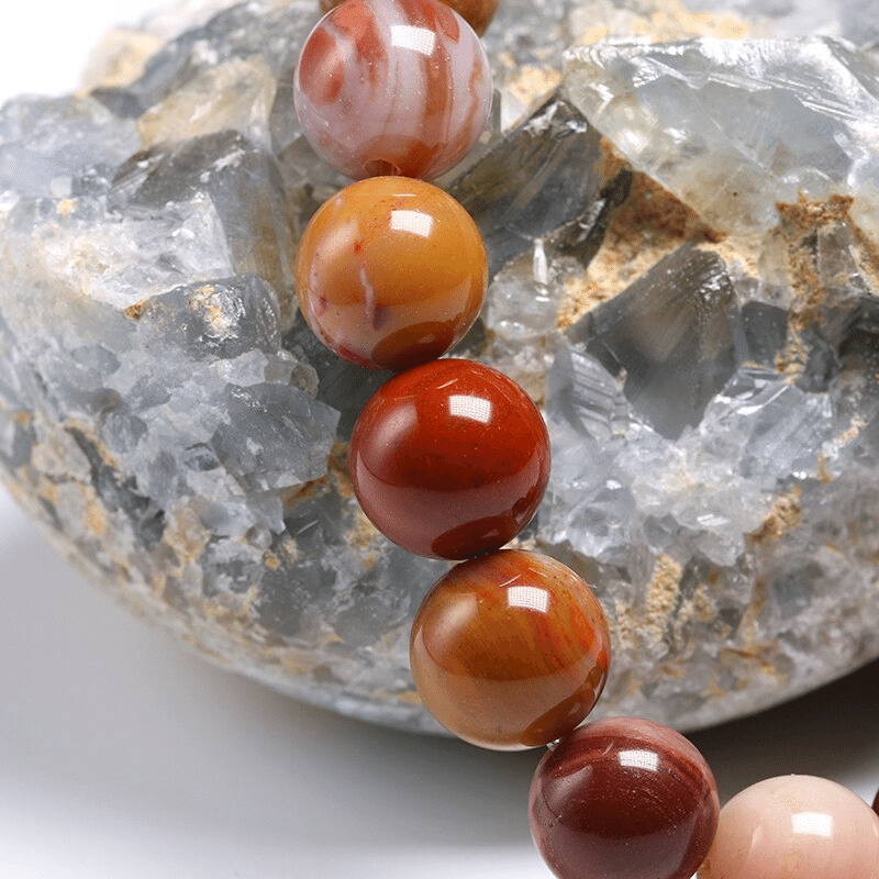 Bracelet Perles Bois Pétrifié | Lithothérapie Stéphanie