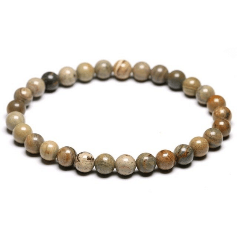 Bracelet en Jaspe Feuilles d'Argent | Lithothérapie Stéphanie