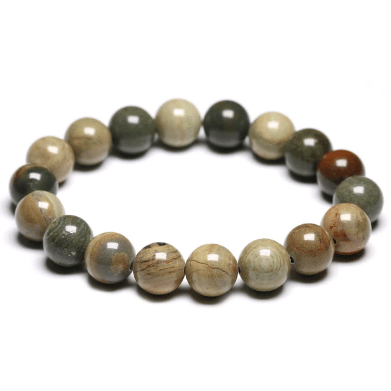 Bracelet Perles Jaspe Feuille d'Argent | Lithothérapie Stéphanie