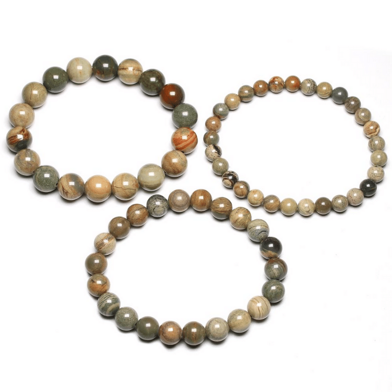 Bracelet de Jaspe Feuille d'Argent | Lithothérapie Stéphanie