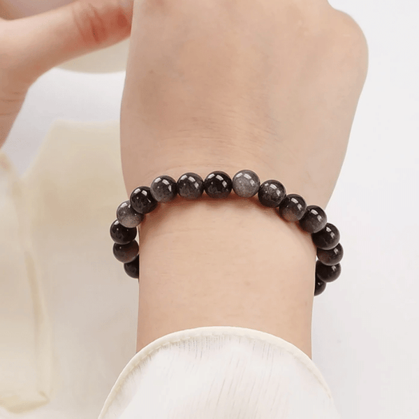 Bracelet en Obsidienne Argent | Lithothérapie Stéphanie