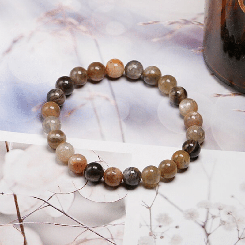 Bracelet en Pierre de Soleil Noire Homme | Lithothérapie Stéphanie