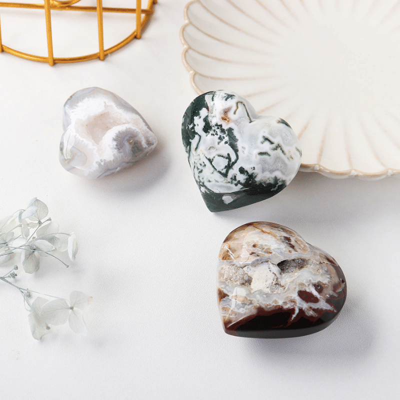 Coeur Agate Mousse | Lithothérapie Stéphanie