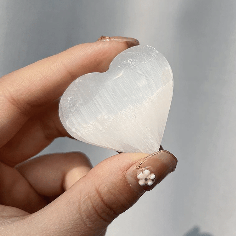 Coeur en Sélénite Naturelle | Lithothérapie Stéphanie