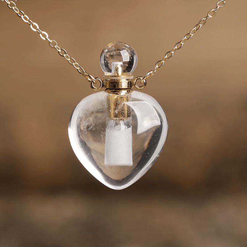 Collier Bouteille de Parfum en Cristal de Roche | Lithothérapie Stéphanie